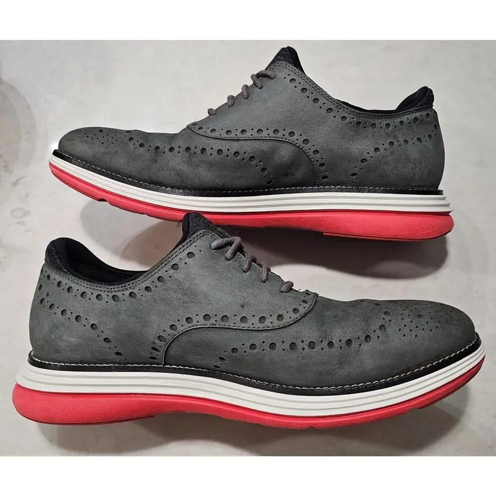 Cole Haan Shoes Mens Size 9.5 Gray Nubuck Original Grand Wingtip Lace Up Casual